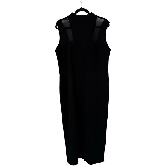 Marcella Amelia Ponte Mesh funnel neck midi dress black size XXL - Picture 2 of 9